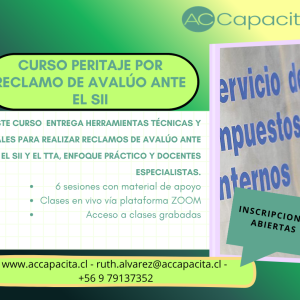 CURSO PERITAJE POR RECLAMO DE AVALÚO ANTE EL SII