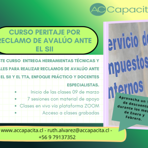 CURSO PERITAJE POR RECLAMO DE AVALÚO ANTE EL SII